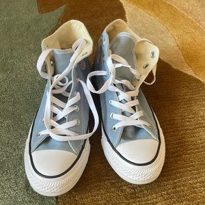 Baby Blue Converse Hightop. Size 8.